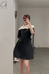 shushutong stitching A-type dress SS22DR08 white